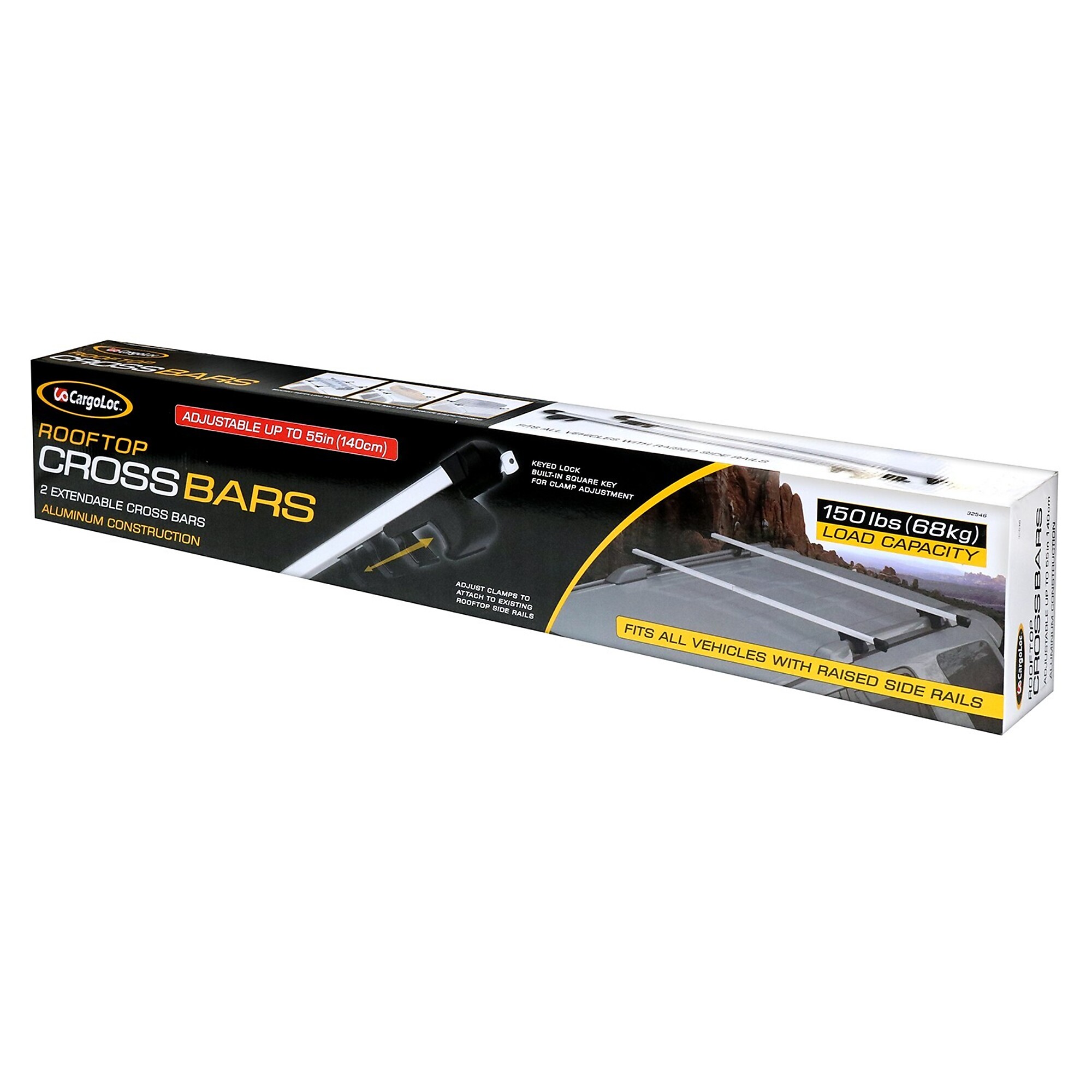 CargoLoc, 2 Pc. 60" Extendable Aluminum Rooftop Crossbars, Model # 32546